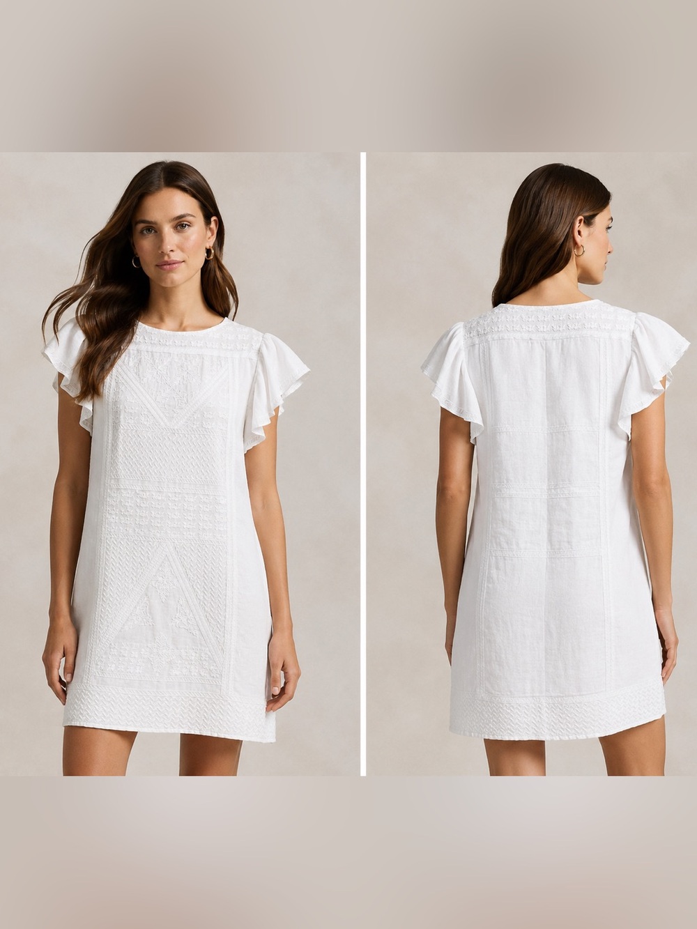 Ralph Lauren White Embroidered Shift Dress